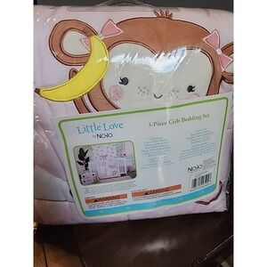 Little Love NoJo No Jo Crib Bedding Set Sweet Jungle Friends Pink Monkey Blanket